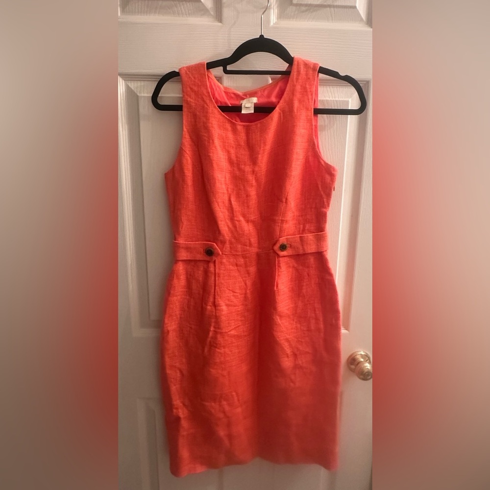 J.Crew Coral Linen Sleeveless Dress Size 2